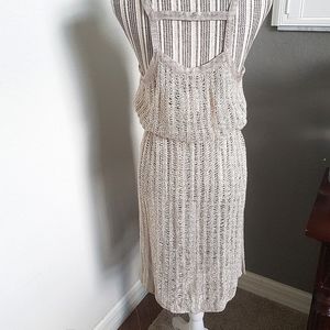 Free people silver gray crochet tie dress